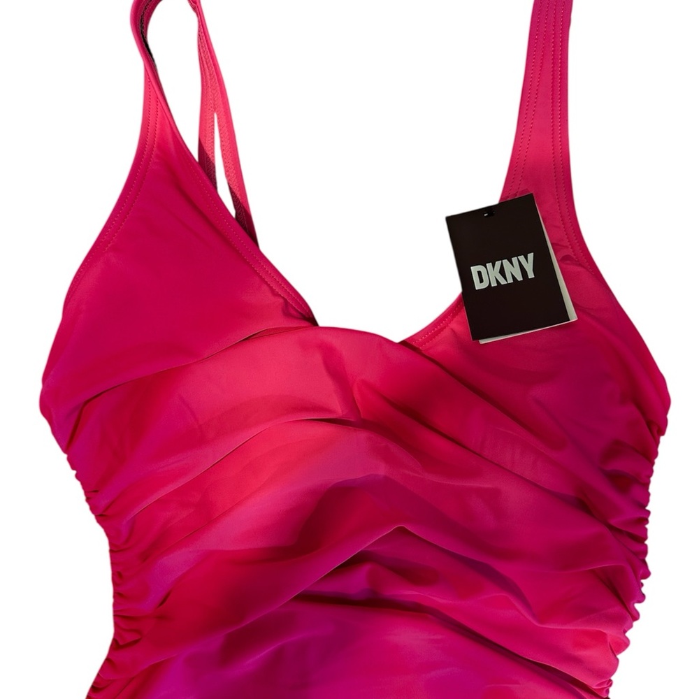 DKNY Fuchsia and Black One Piece Swimsuit - Picture 3 of 6